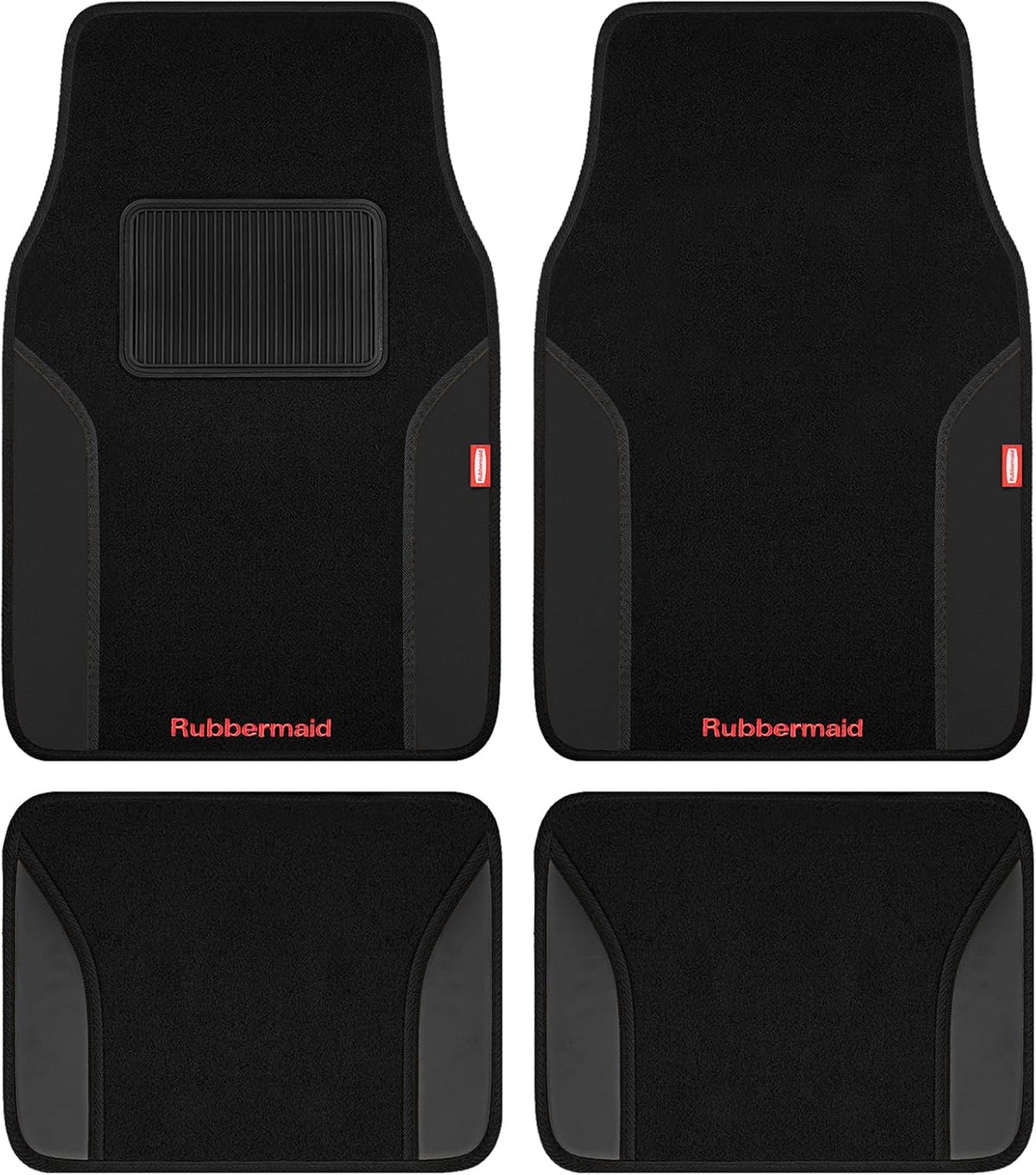 4 Packs Carpeted Floor Mat Faux Leather Rug Stylish Carpeted Floor Mats for Cars Trucks & SUV