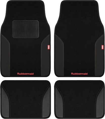 4 Packs Carpeted Floor Mat Faux Leather Rug Stylish Carpeted Floor Mats for Cars Trucks & SUV