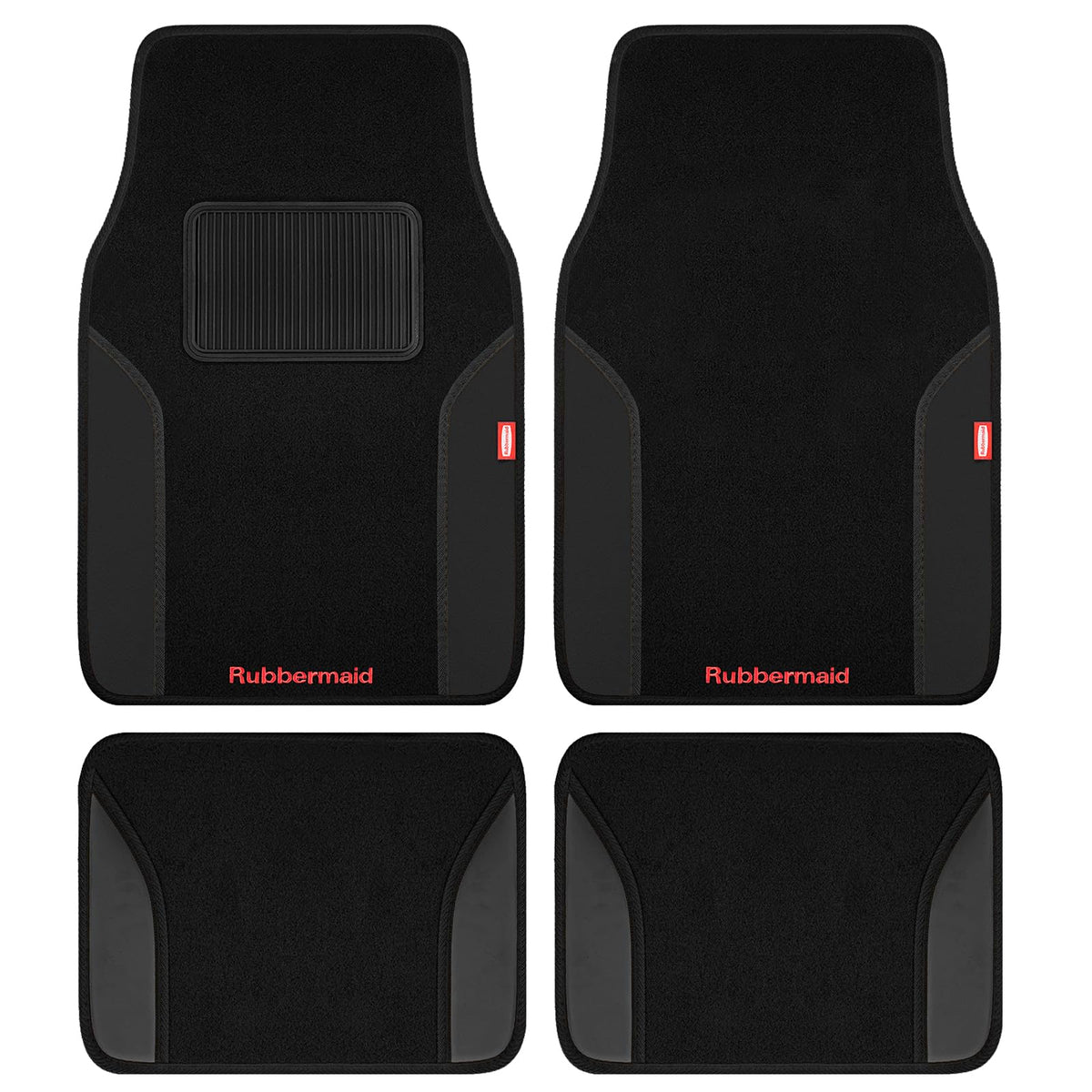 4 Packs Carpeted Floor Mat Faux Leather Rug Stylish Carpeted Floor Mats for Cars Trucks & SUV