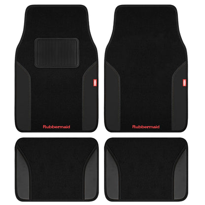 4 Packs Carpeted Floor Mat Faux Leather Rug Stylish Carpeted Floor Mats for Cars Trucks & SUV