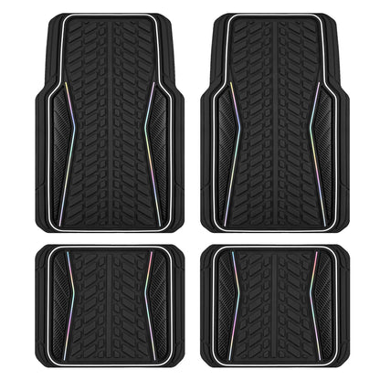 4 Packs AUTO Car Floor Mats Aluminum-Molded Full-Circle Universal-Fit Rubber Mats