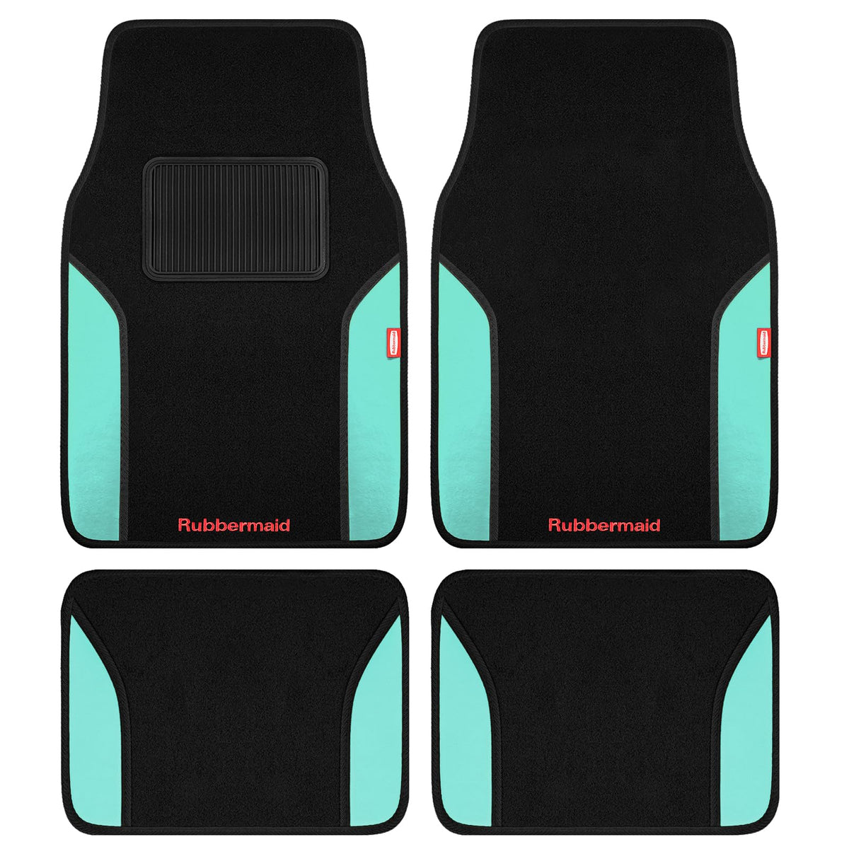4 Packs Carpeted Floor Mat Faux Leather Rug Stylish Carpeted Floor Mats for Cars Trucks & SUV