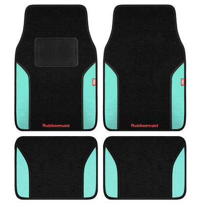 4 Packs Carpeted Floor Mat Faux Leather Rug Stylish Carpeted Floor Mats for Cars Trucks & SUV