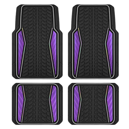 4 Packs AUTO Car Floor Mats Aluminum-Molded Full-Circle Universal-Fit Rubber Mats