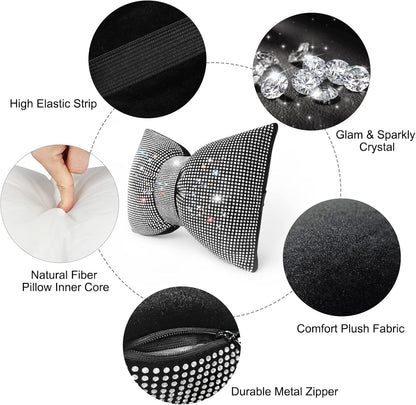 2PCS Car Driving Rhinestone Headrest Neck Pillow