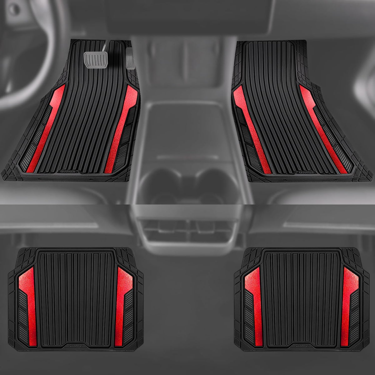 Car Heavy Duty Rubber Mats Metallic Aluminum Film Waterproof Universal Floor Mat