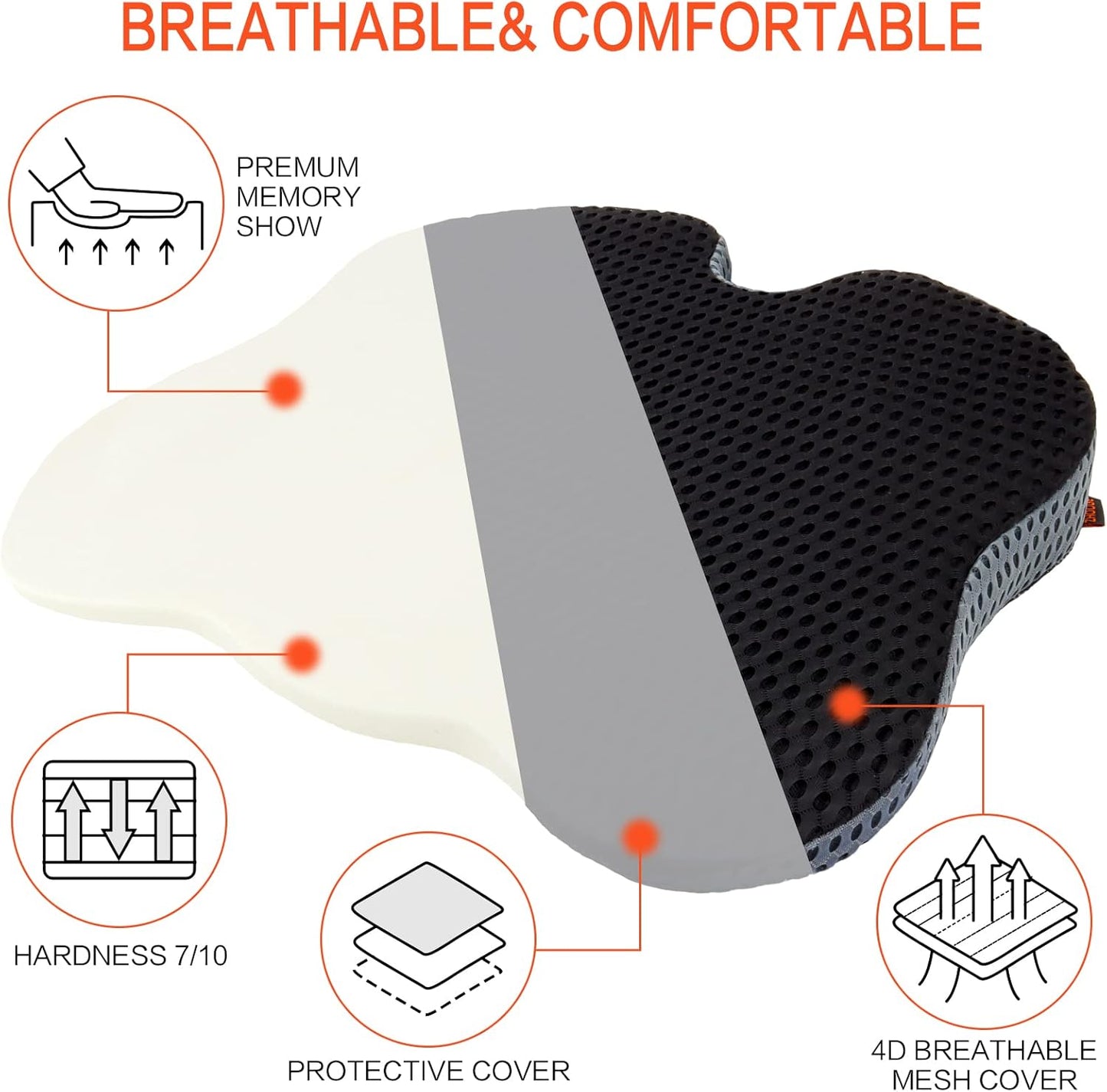Car Comfort Driving Memory Foam Seat Cushion