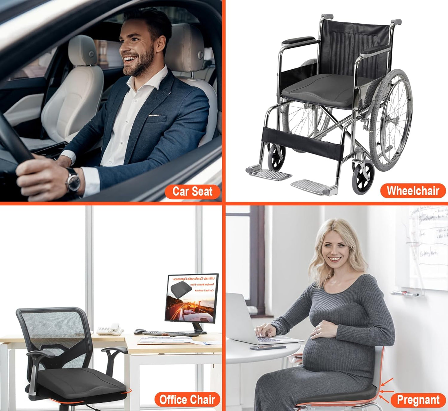 Car Comfort Memory Foam Breathable Mesh Seat Cushions