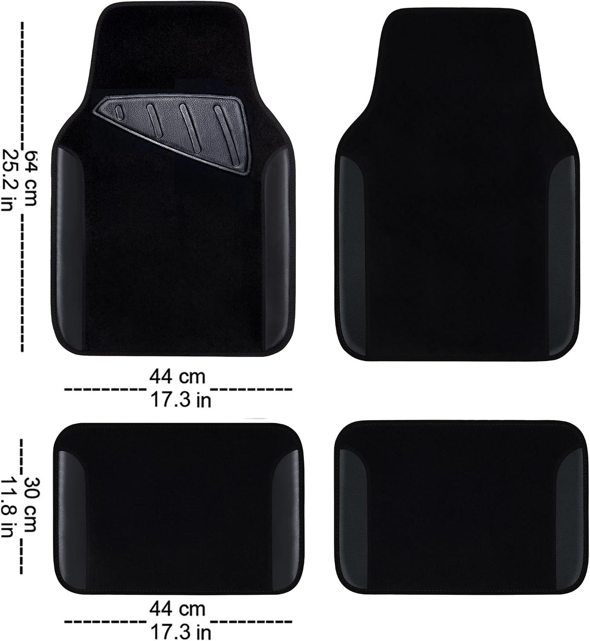 Car Waterproof Universal Floor Mats Faux Leather Anti-Slip Nibbs Driver Heel Pad 4 Packs