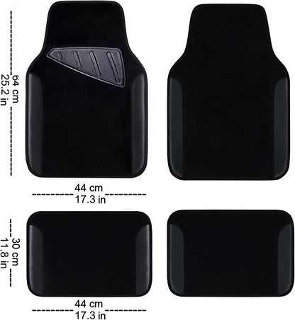 Car Waterproof Universal Floor Mats Faux Leather Anti-Slip Nibbs Driver Heel Pad 4 Packs