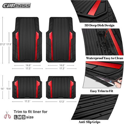 Car Heavy Duty Rubber Mats Metallic Aluminum Film Waterproof Universal Floor Mat