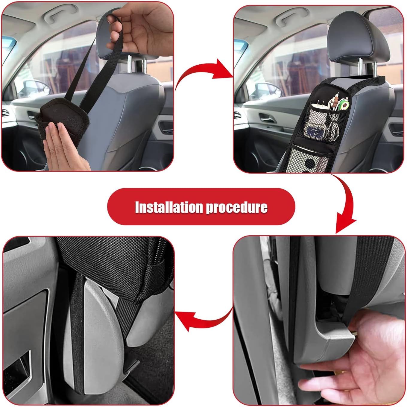 2PCS Car Seat Storage Hanging BagMulti-Pocket Seat Side Organizer