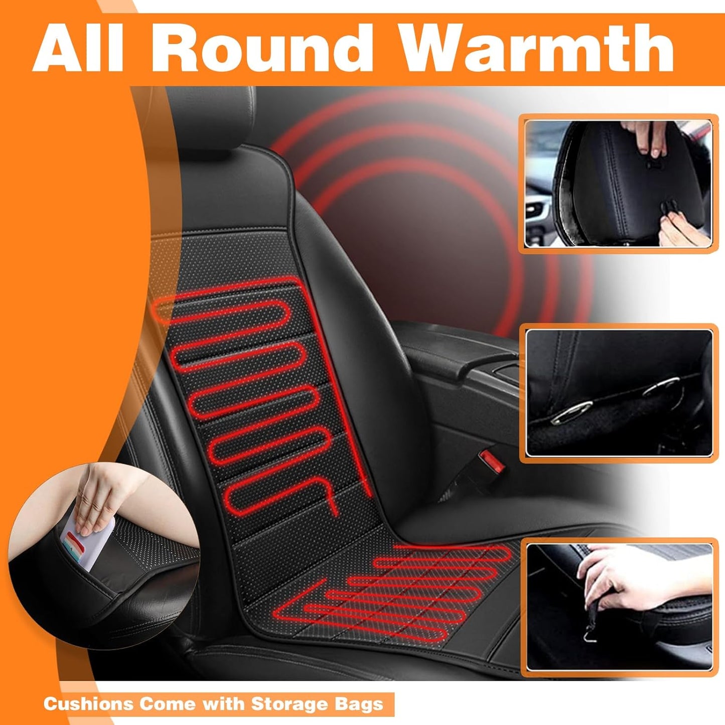 Car Heated Seat Cushion Leather Warm Comfortable Cover