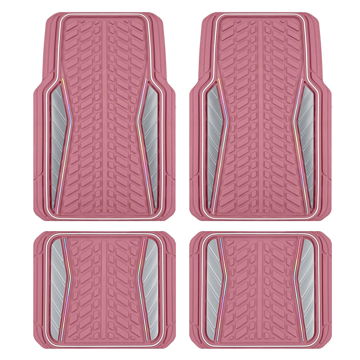 4 Packs AUTO Car Floor Mats Aluminum-Molded Full-Circle Universal-Fit Rubber Mats
