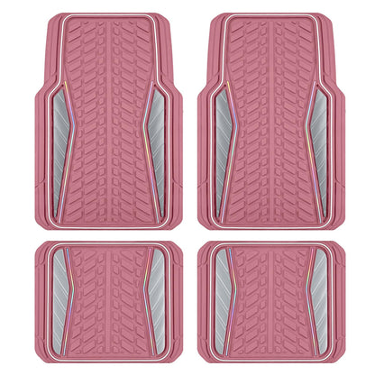 4 Packs AUTO Car Floor Mats Aluminum-Molded Full-Circle Universal-Fit Rubber Mats