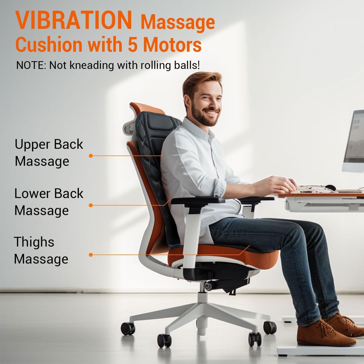 Car Massage Chair Pad Seat Cushion with 5 Vibration Motors