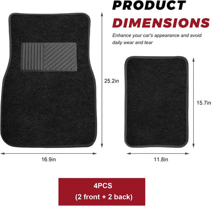4 PCS Car Universal Floor Mats Anti-Slip Front Rear Protective Carpets