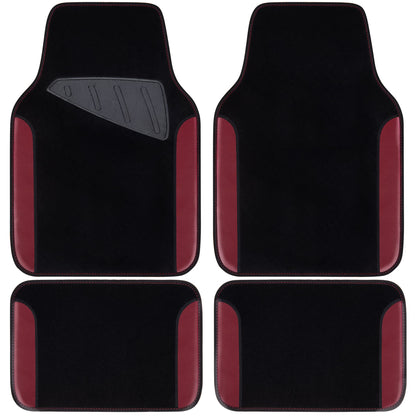Car Waterproof Universal Floor Mats Faux Leather Anti-Slip Nibbs Driver Heel Pad 4 Packs