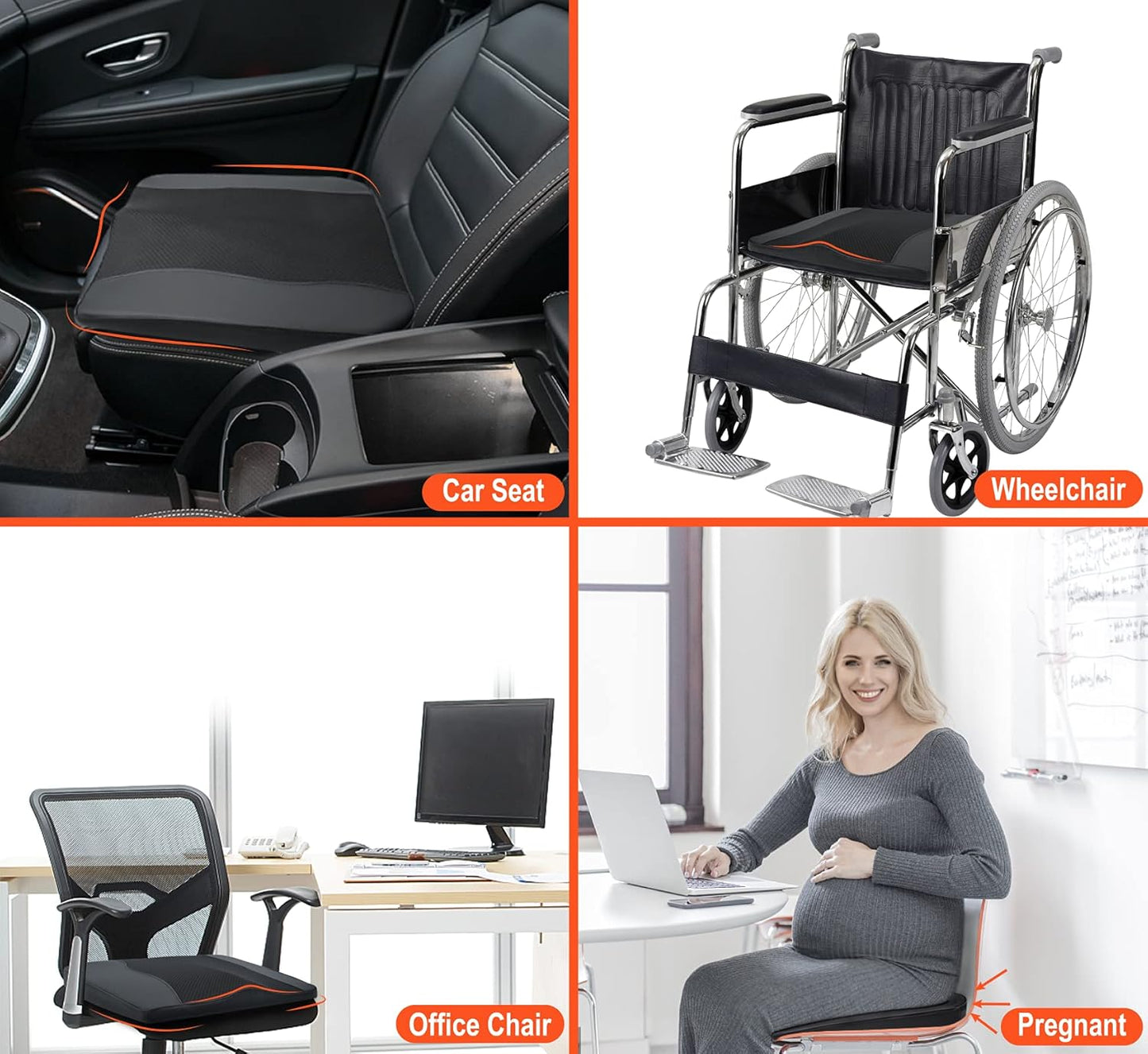 Car Comfort Memory Foam Pain Relief Driver Seat Cushion for Auto Office Wheelchair