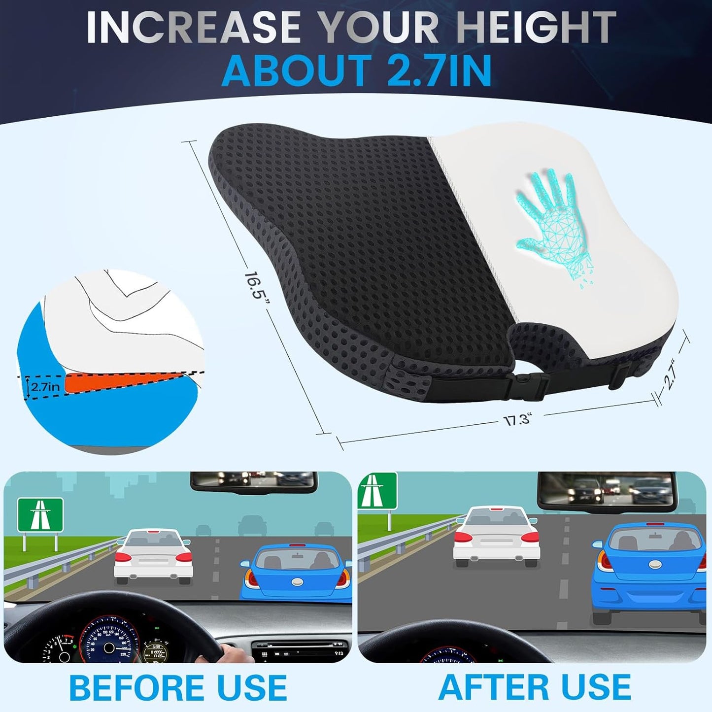 Car Pad Memory Foam Heightening Relax Seat Cushion