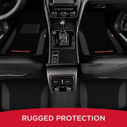 4 Packs Carpeted Floor Mat Faux Leather Rug Stylish Carpeted Floor Mats for Cars Trucks & SUV