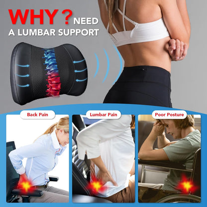 Car Back Lumbar Support Pillow Memory Foam Back Pain Relief