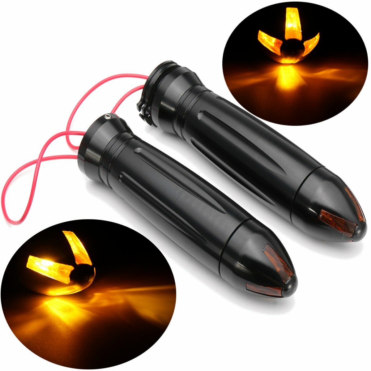 Motorcycle Aluminum Hand Grips Turn Signal Light for Harley/Yamaha/Honda/Suzuki 7/8inch