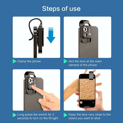 200X Zoom Pocket Size Portable USB Rechargeable Smartphone Microscope