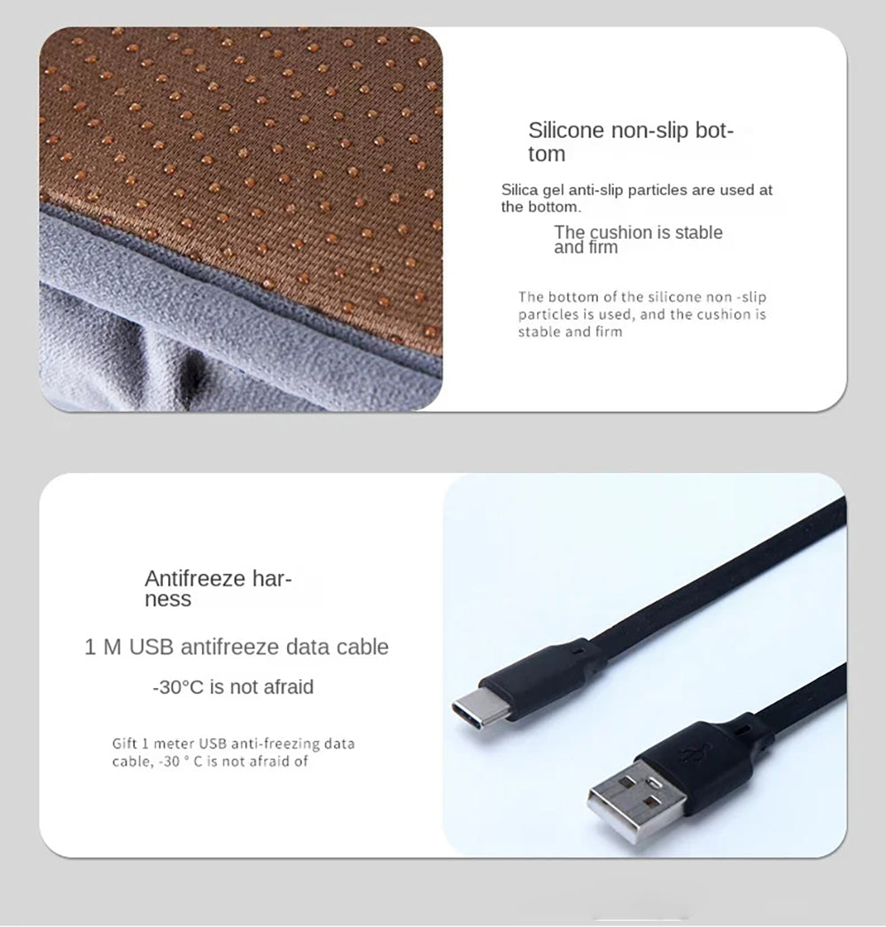 Car Heated Seat Cushion Office USB Winter Warme Adjustable Heating Cushion Pad