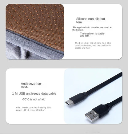 Car Heated Seat Cushion Office USB Winter Warme Adjustable Heating Cushion Pad