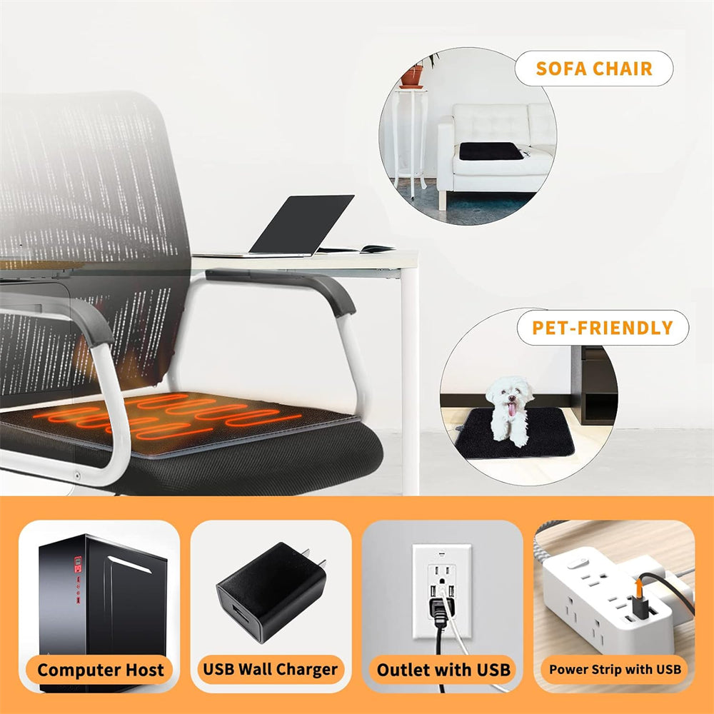 Car 5V USB Heated Seat Cushion Winter Portable Electric Heating Pads