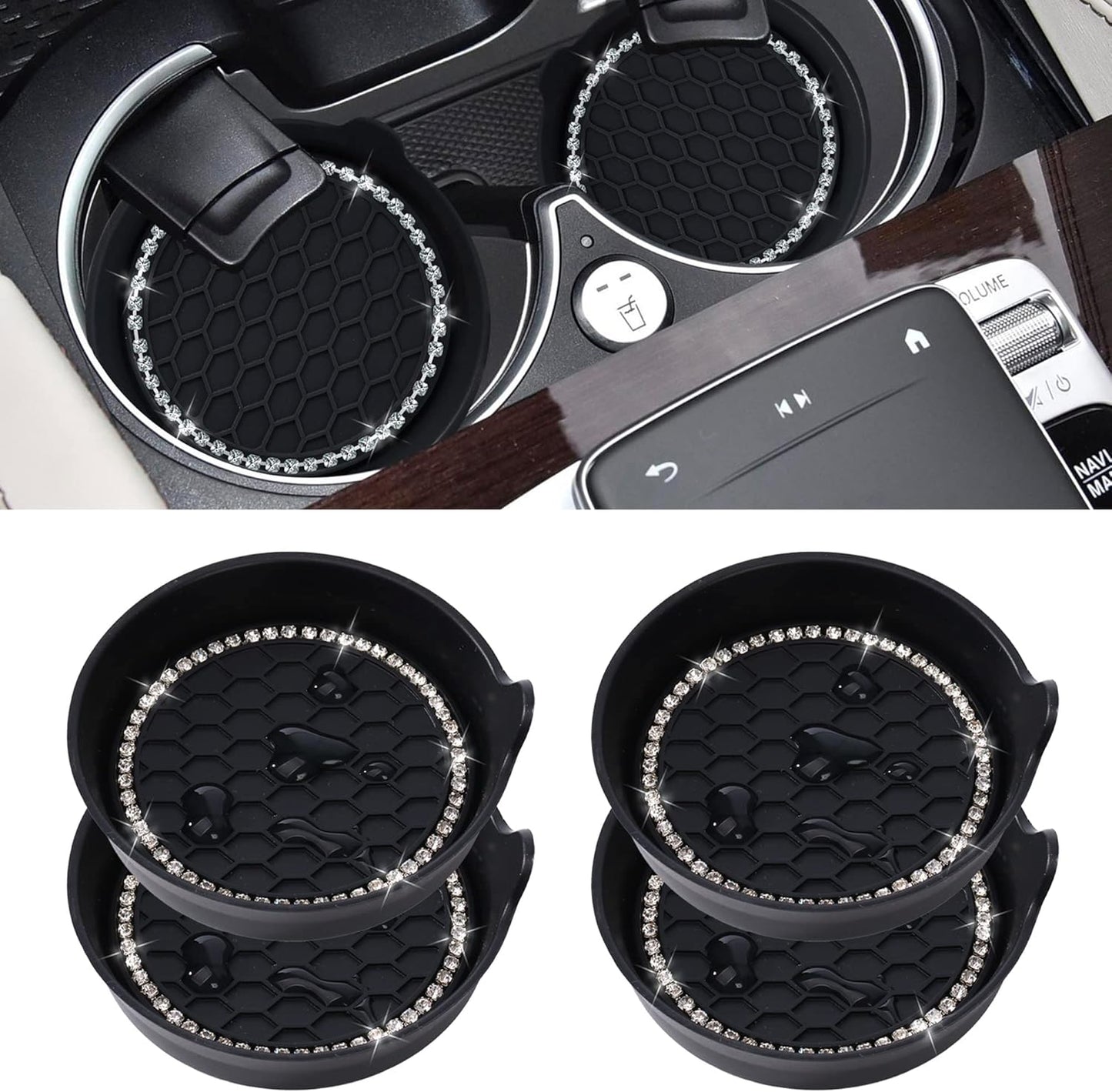 Car Cup Coaster Universal Non-Slip Bling Crystal Organzier