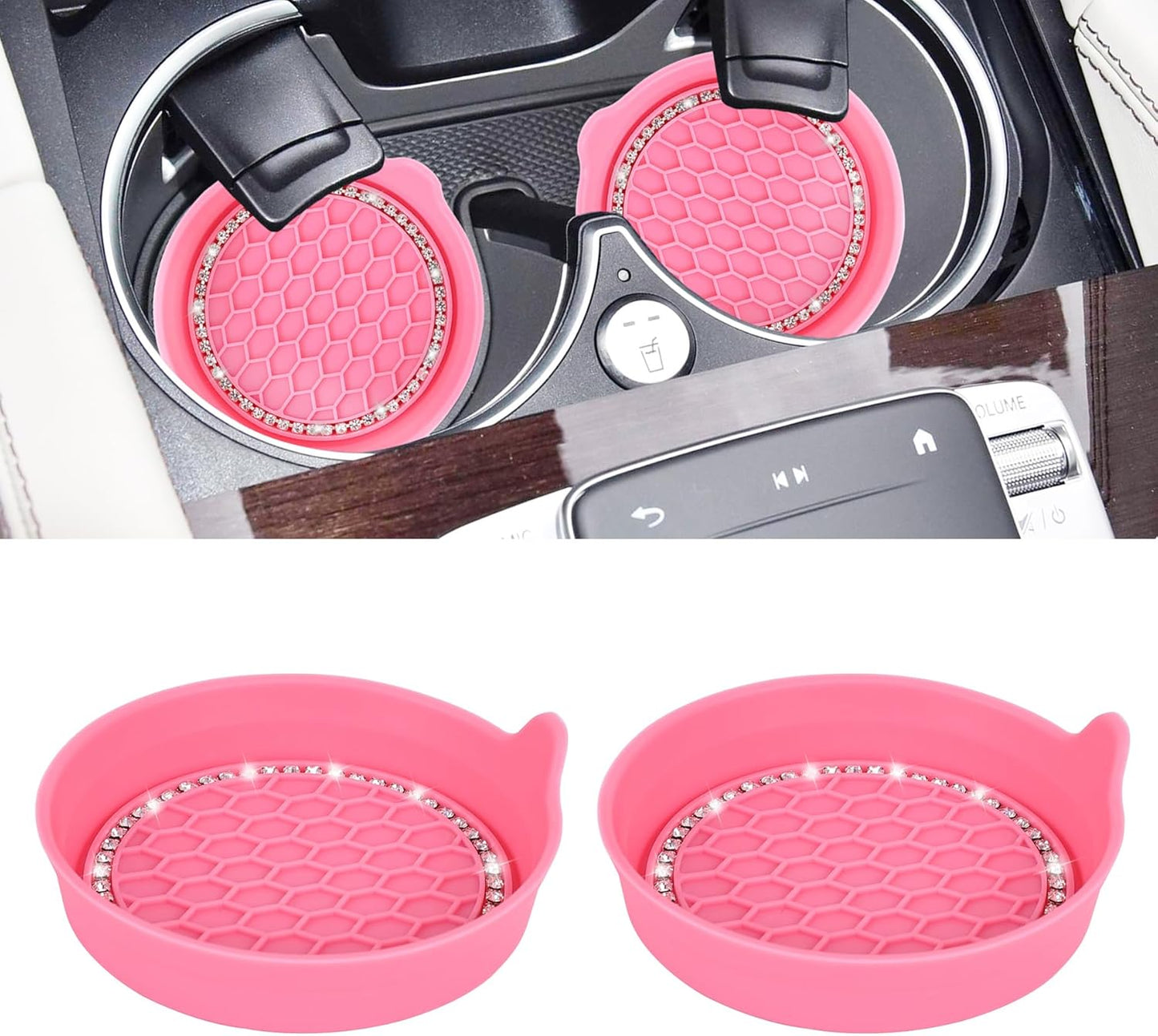 Car Cup Coaster Universal Non-Slip Bling Crystal Organzier