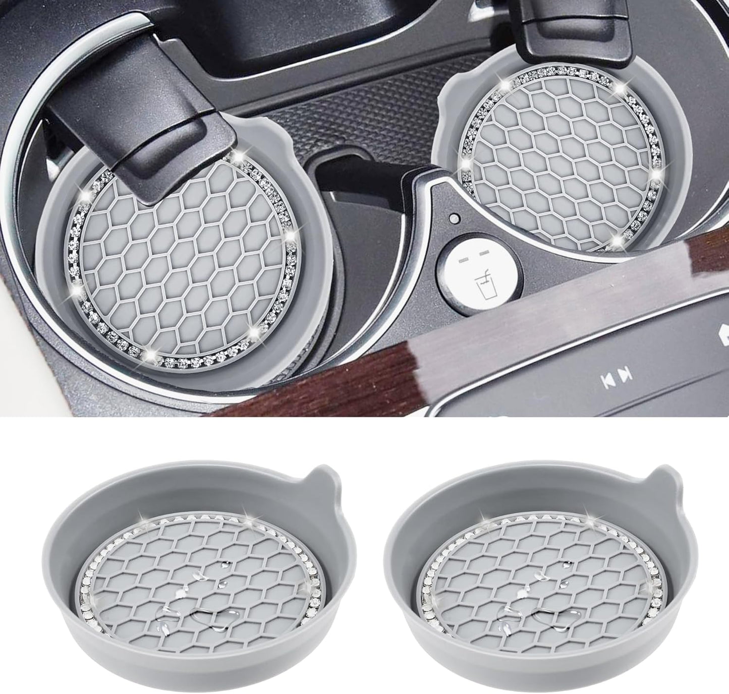 Car Cup Coaster Universal Non-Slip Bling Crystal Organzier