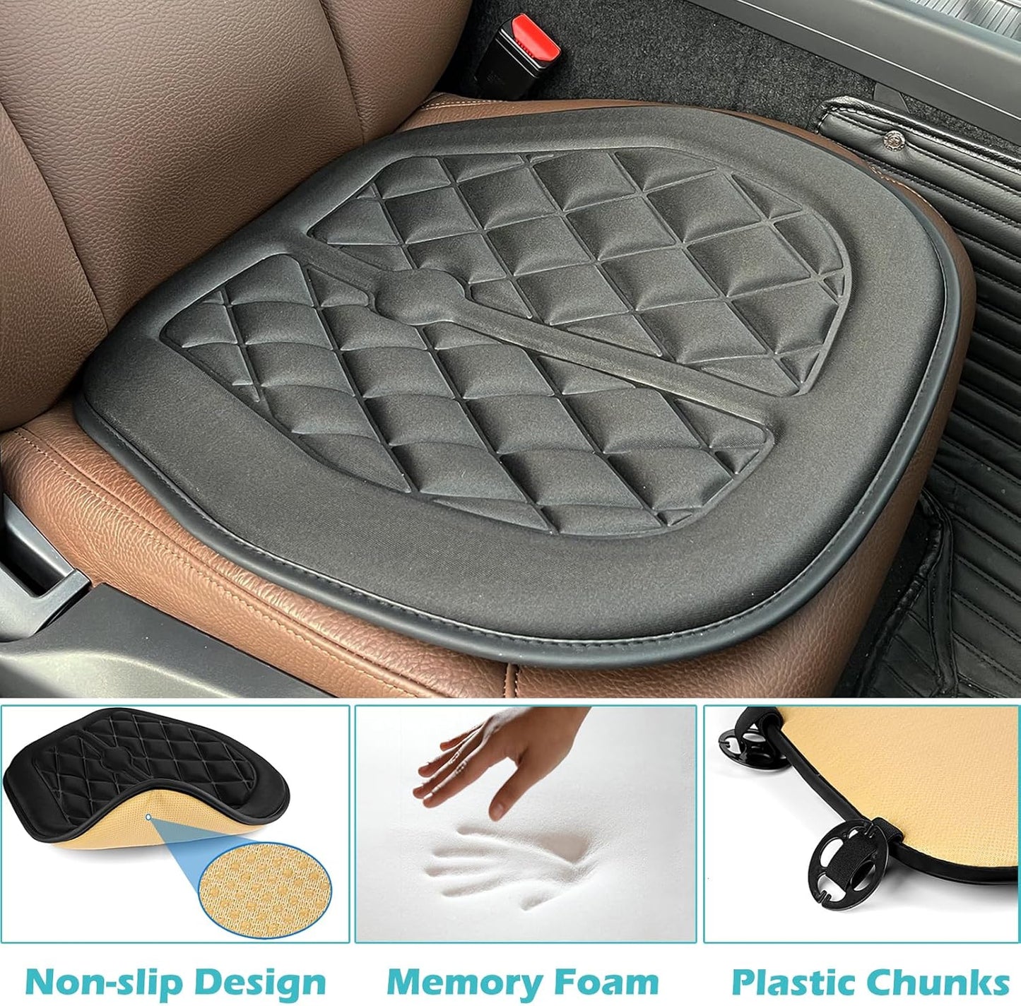 Car Comfort Memory Foam Driver Pain Relief Thick Seat Cushions
