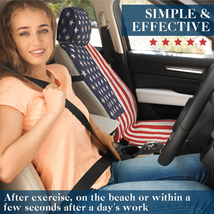 2 Pcs Neoprene Car Seat Universal Waterproof USA Flag Cushion