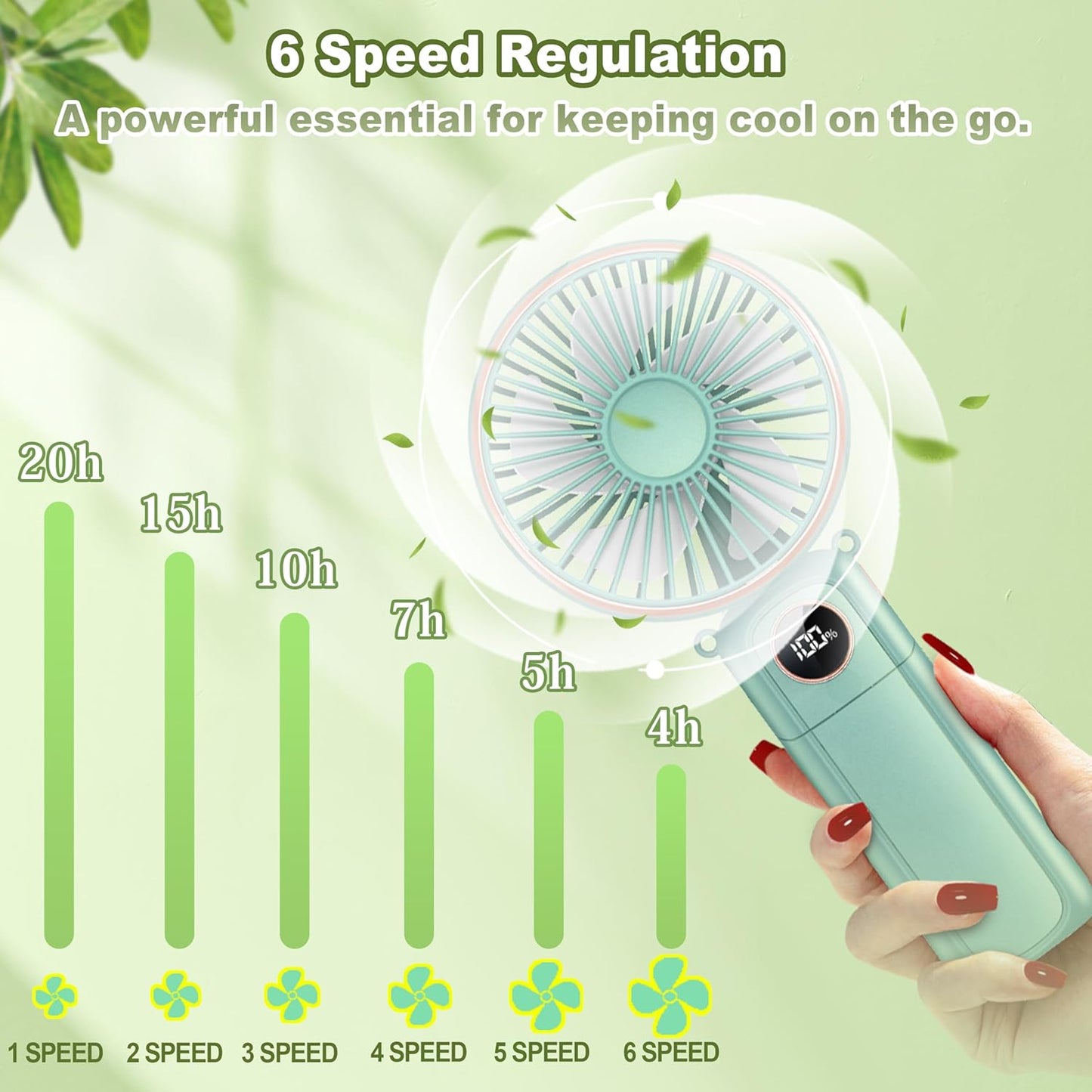 Car Portable Handheld Fan Rechargeable Foldable Fan