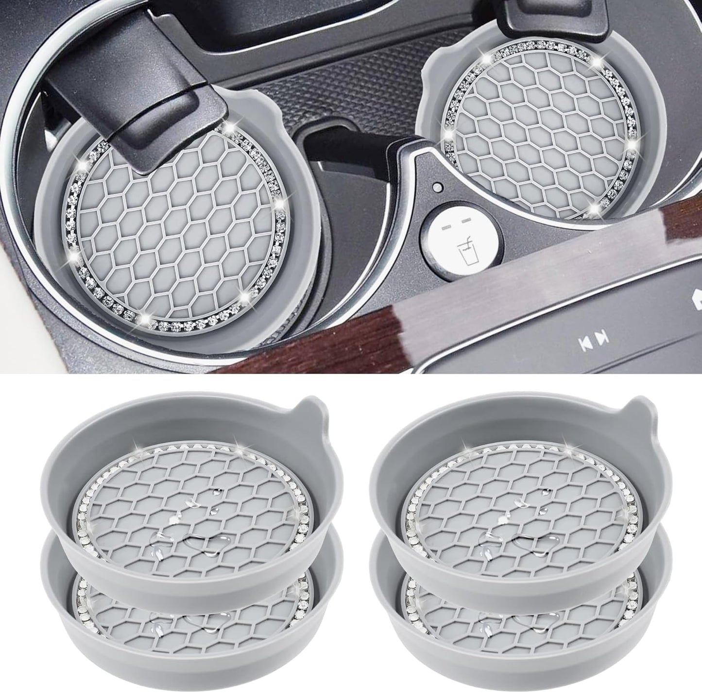 Car Cup Coaster Universal Non-Slip Bling Crystal Organzier