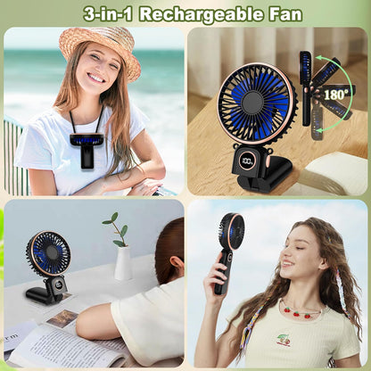 Car Portable Handheld Fan Rechargeable Foldable Fan