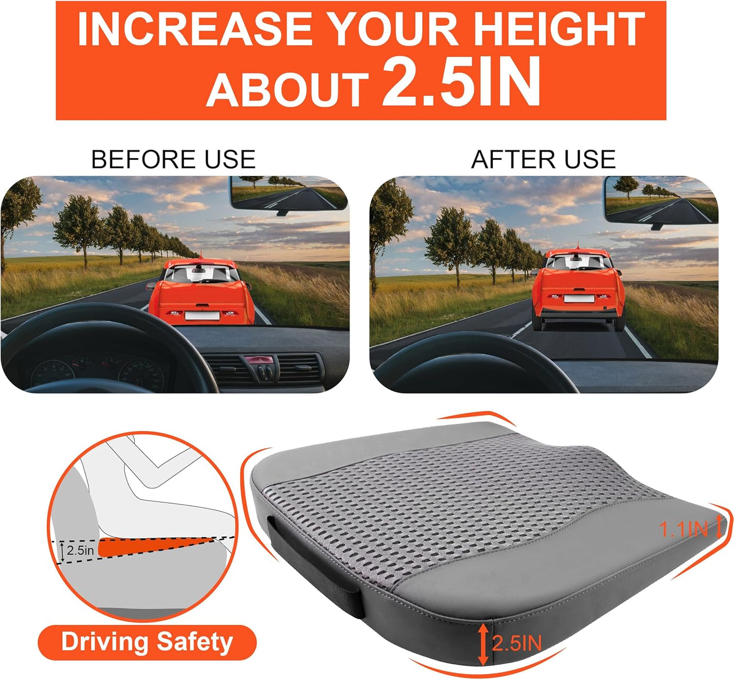 Car Comfort Memory Foam Pain Relief Driver Seat Cushion for Auto Office Wheelchair