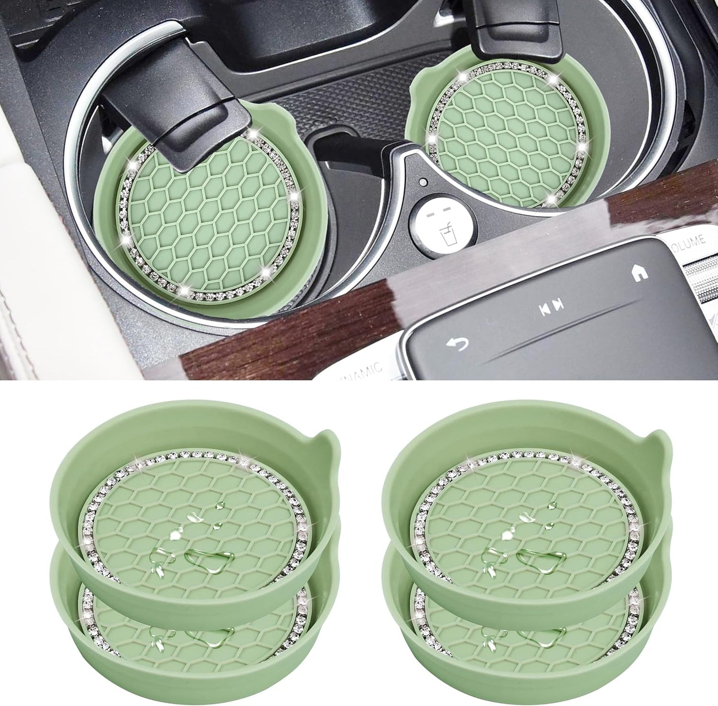 Car Cup Coaster Universal Non-Slip Bling Crystal Organzier