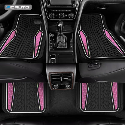 4 Packs AUTO Car Floor Mats Aluminum-Molded Full-Circle Universal-Fit Rubber Mats