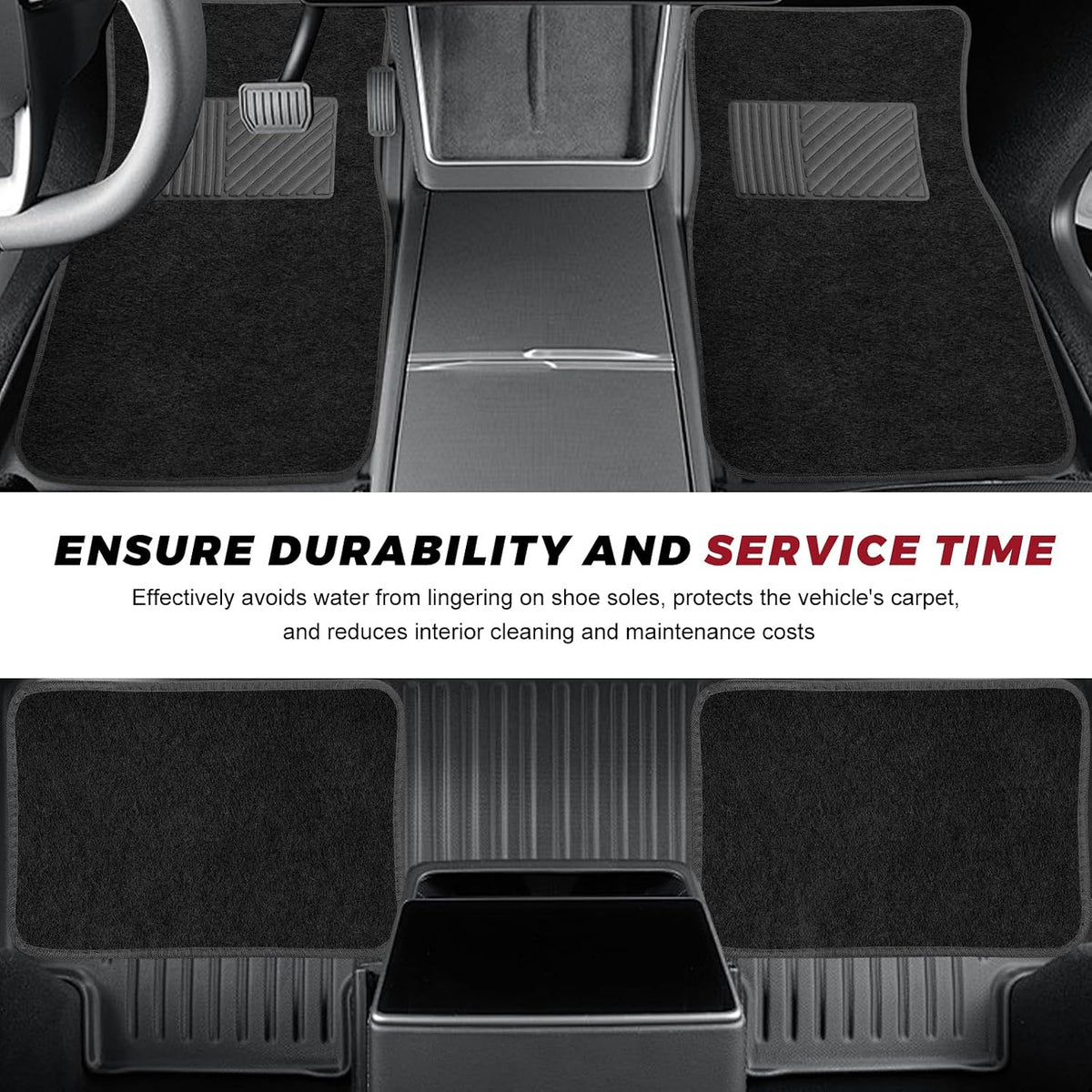 4 PCS Car Universal Floor Mats Anti-Slip Front Rear Protective Carpets