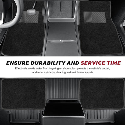 4 PCS Car Universal Floor Mats Anti-Slip Front Rear Protective Carpets