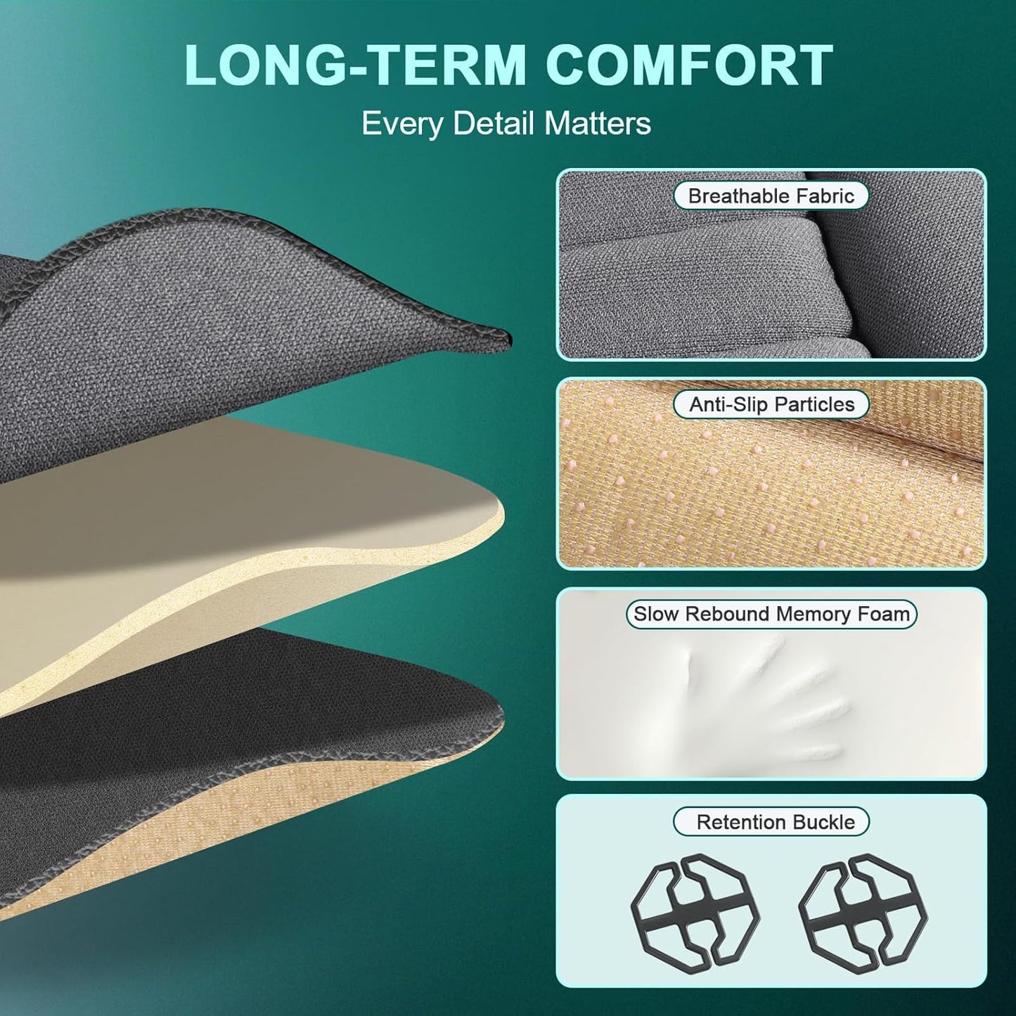 Car Memory Foam Back Support Adjustable Seat Cushion