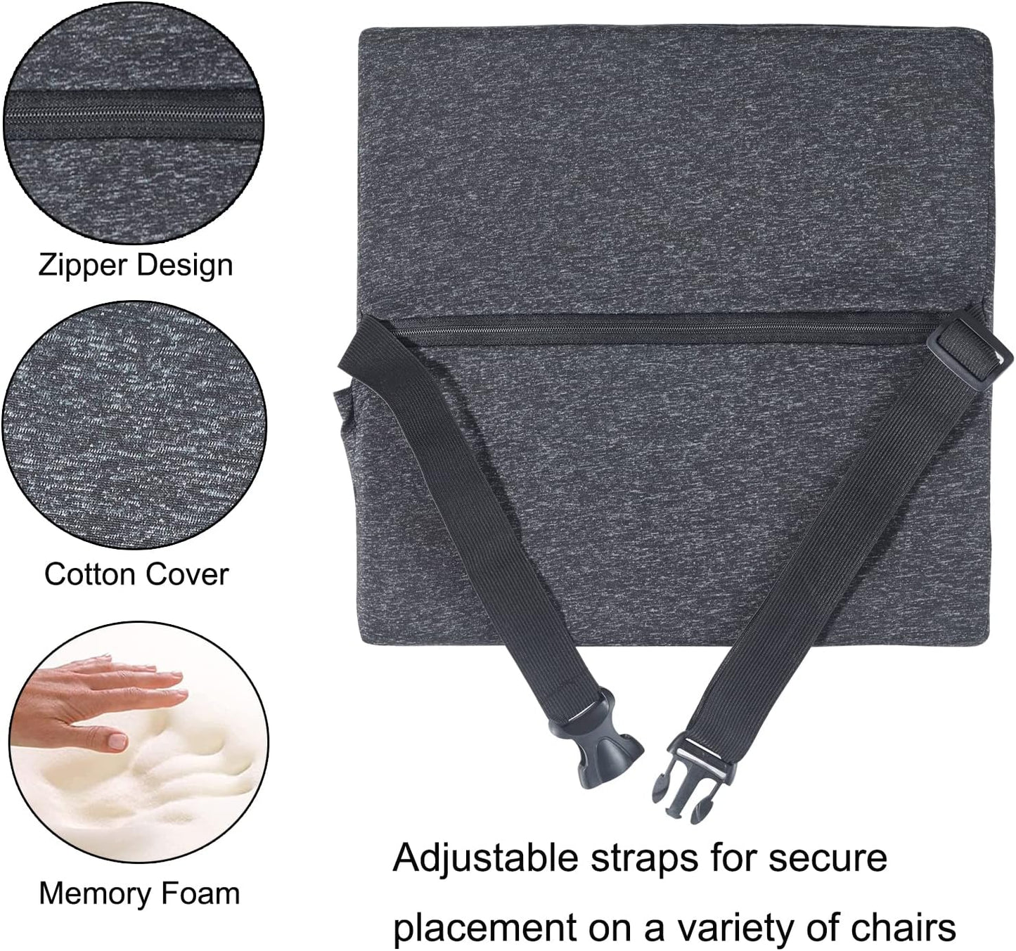 Car Hippo Heated Lumbar Support Pillow Memory Foam Back Cushion