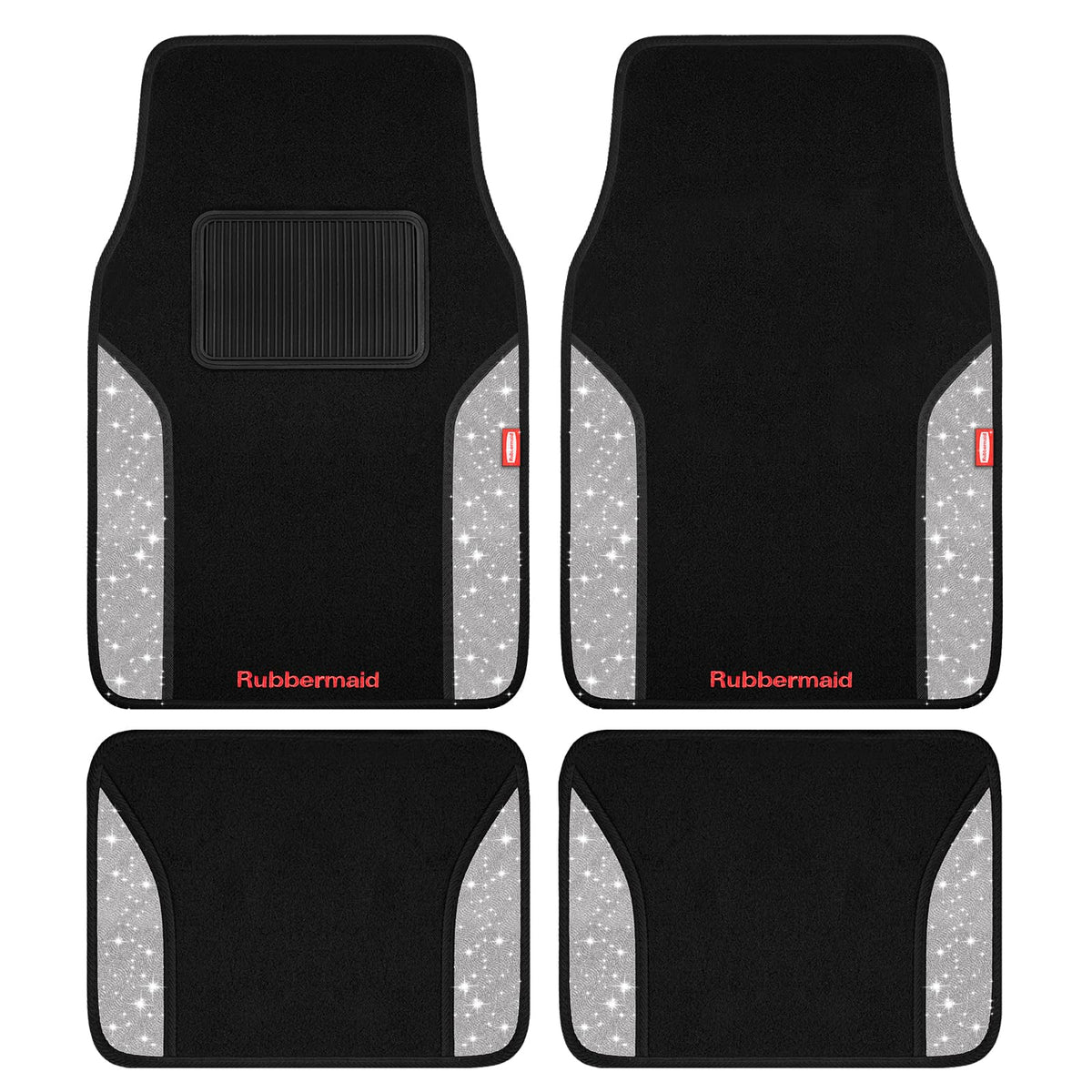 4 Packs Carpeted Floor Mat Faux Leather Rug Stylish Carpeted Floor Mats for Cars Trucks & SUV