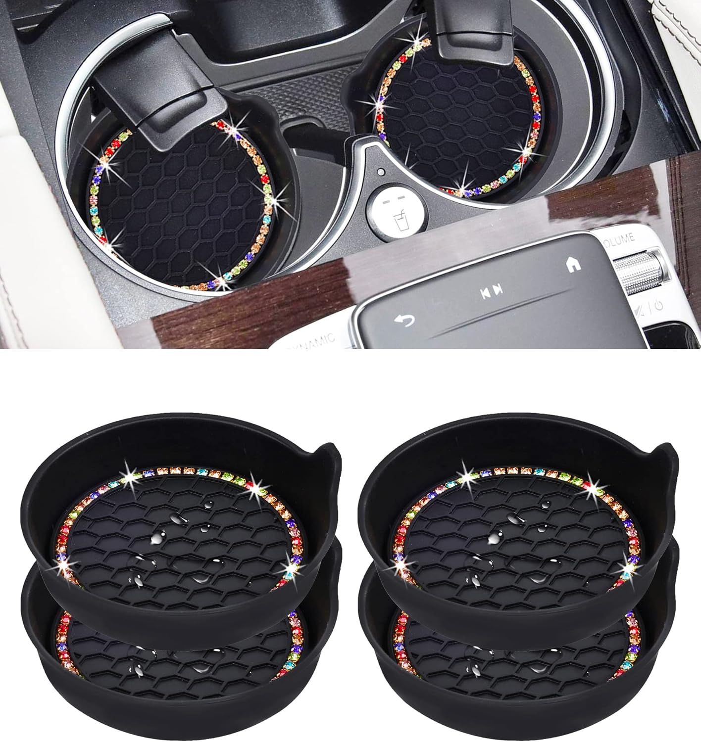 Car Cup Coaster Universal Non-Slip Bling Crystal Organzier