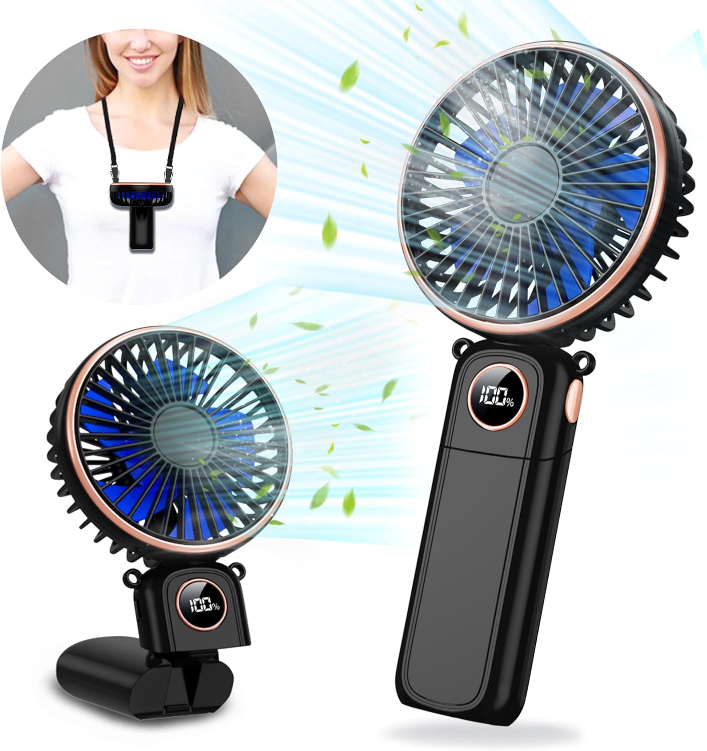 Car Portable Handheld Fan Rechargeable Foldable Fan