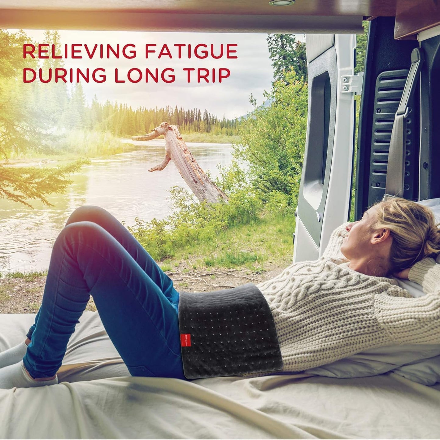 Car Electric Blanket Back Pain Relief Comfy Travel Blanket 12V/24V
